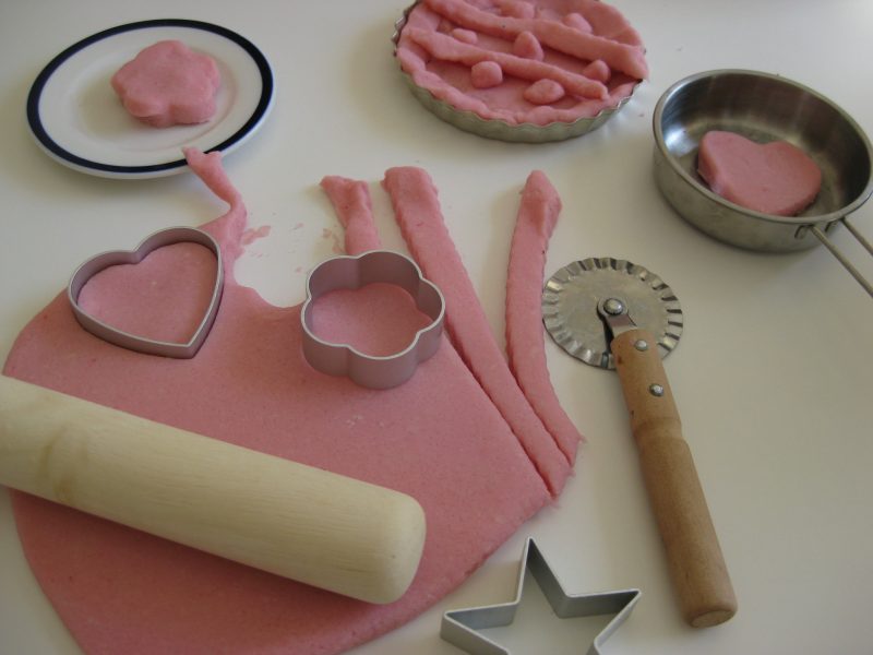 playing with homemade playdough